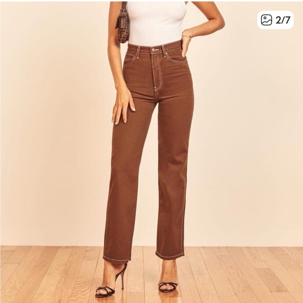 Reformation High Rise Jeans in Chocolate Brown